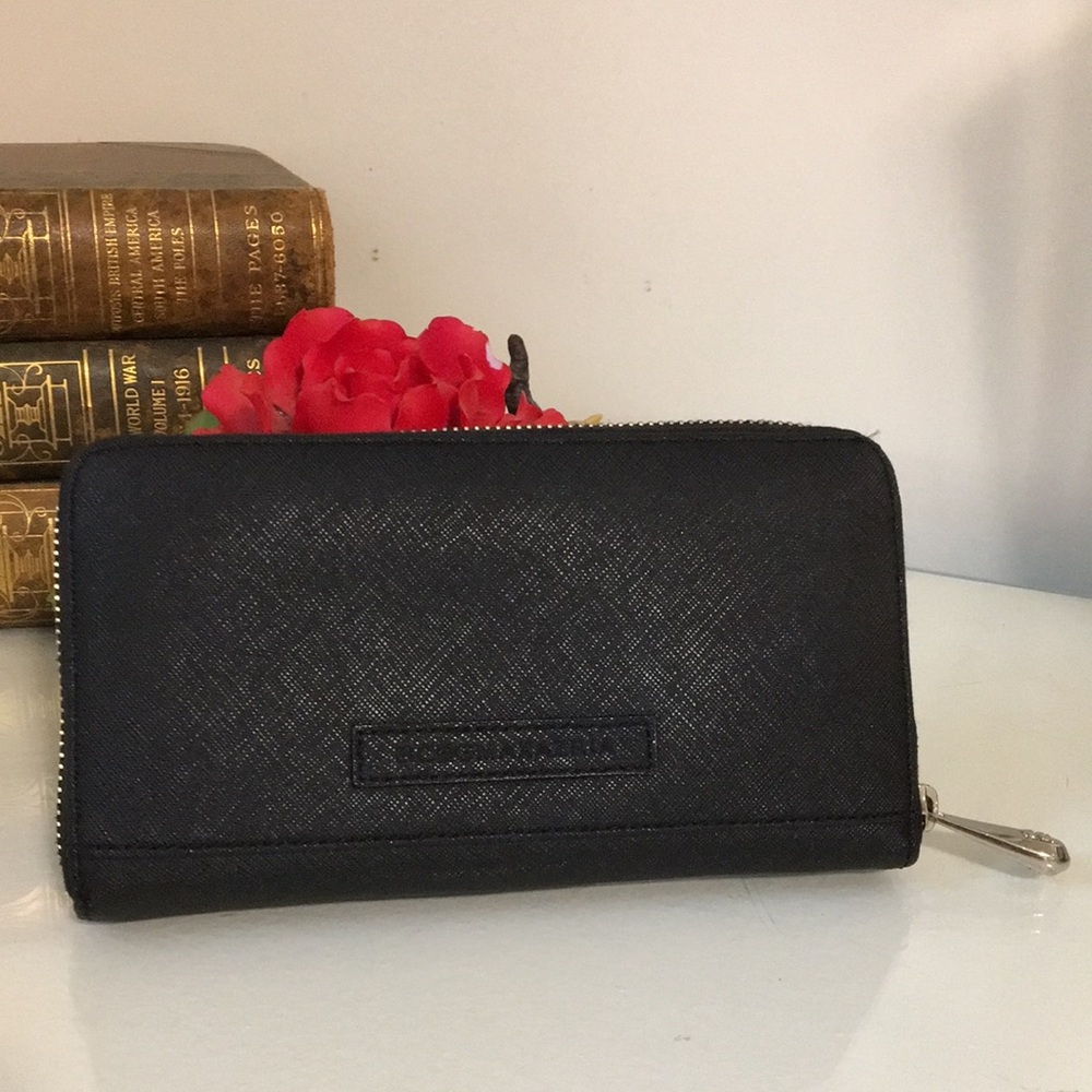 Black Textured Wallet BCBGMAXAZRIA